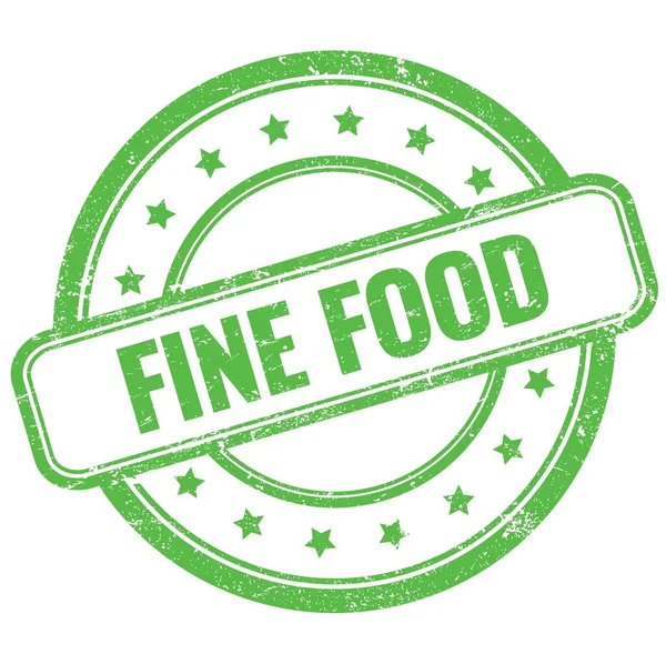 Fine Food Texto Verde Vintage Grungy Ronda Sello Goma — Foto de Stock