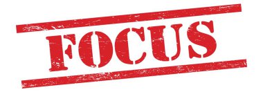 Kırmızı grungy vintage kauçuk damga üzerine FOCUS metin.