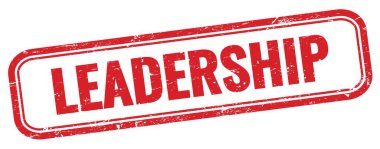 Kırmızı grungy dikdörtgen damgalı Leadership metni.