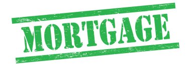 Yeşil grungy vintage kauçuk damga üzerinde mortGage metni.