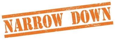 Turuncu grungy dikdörtgen vintage damgalı NARROW Down metni.