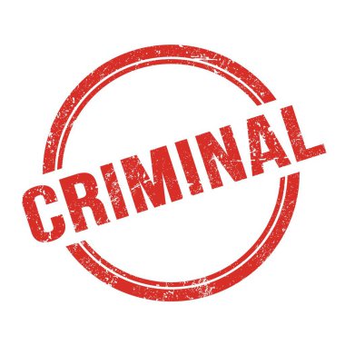 Kırmızı grungy vintage yuvarlak damgalı CRIMINAL metin.