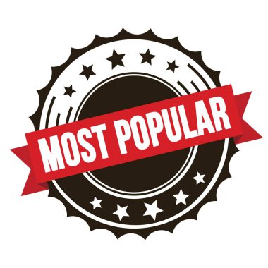 Kırmızı kahverengi rozet damgalı POPULAR metninin çoğu.