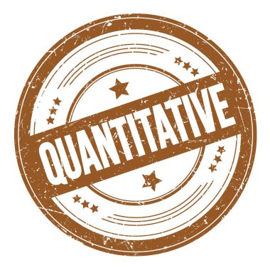 Kahverengi yuvarlak dokuma damgası üzerine niceliksel metin.