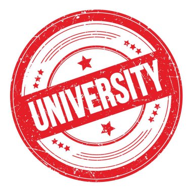 Kırmızı yuvarlak grungy desen damgası üzerine ÜNİVERSITY metin.
