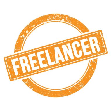 FREELANCER, turuncu grungy yuvarlak vintage pul üzerine metin.