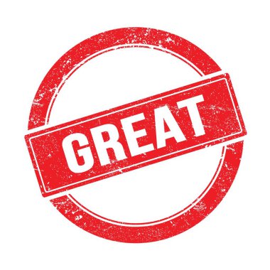 Kırmızı grungy yuvarlak vintage damga üzerine harika metin.