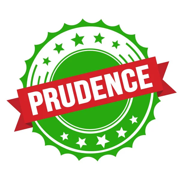 Prudence Text Red Greenリボンバッジスタンプ — ストック写真
