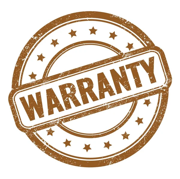 Текст Warranty Коричневій Гранжевій Старовинній Круглої Гумовій Марці — стокове фото