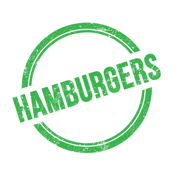 Hamburgers Szöveget Írt Zöld Grungy Vintage Kerek Bélyegző — Stock Fotó