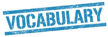 Mavi grungy dikdörtgen damga işareti üzerinde VOCABULARY metin.