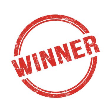 Kırmızı grungy vintage yuvarlak pulu üzerine yazılmış WINNER metin.