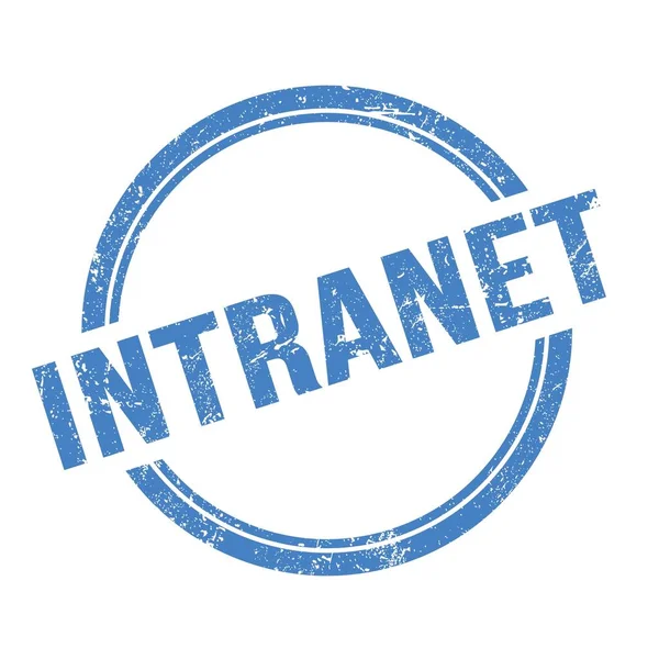 Текст Intranet Написаний Синьому Гранжевому Вінтажному Круглому Штампі — стокове фото