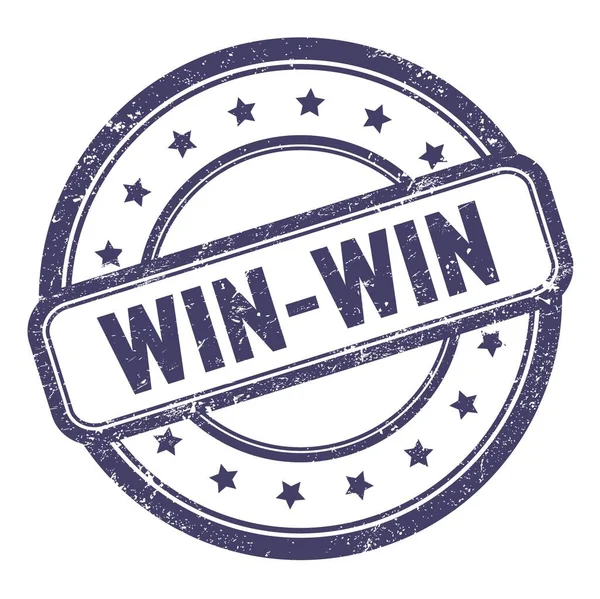 Win Win Text Indigo Blue Grungy Vintage Rubber Stamp — Stock Photo, Image