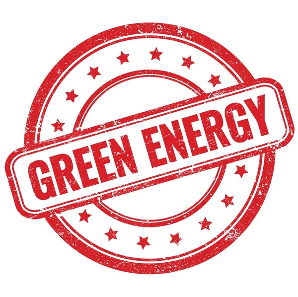 Zöld Energia Szöveg Piros Szüret Grungy Kerek Gumibélyegző — Stock Fotó
