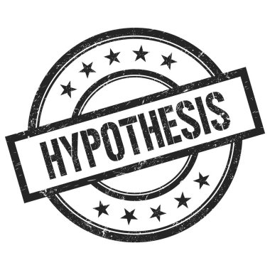 Siyah yuvarlak vintage kauçuk damgalı HYPOTHESIS metni.
