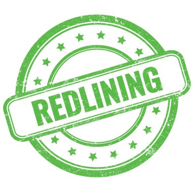Yeşil antika lastik damgalı REDLINING metni.