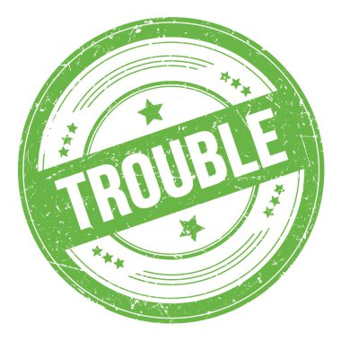 Yeşil yuvarlak grungy doku damgası üzerine sorunlu metin.