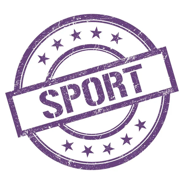 Sport Texto Escrito Violeta Púrpura Ronda Sello Goma Vintage —  Fotos de Stock