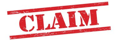 Kırmızı grungy vintage kauçuk damga üzerine CLAIM metni.