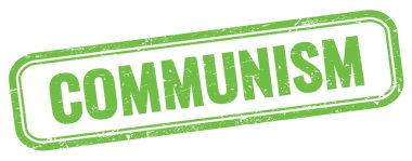 Yeşil grungy vintage dikdörtgen damgalı COMUNISM metni.