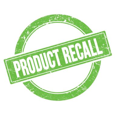 Yeşil grungy yuvarlak vintage pul üzerinde PRODUCT RECall metin.