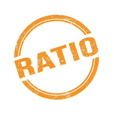 Turuncu grungy vintage yuvarlak damgalı RATIO metni.