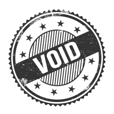 Siyah grungy zig zag kenarlarında yazılmış VOID metni yuvarlak pul.