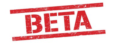 Kırmızı grungy dikdörtgen damga işareti üzerine BETA metni.