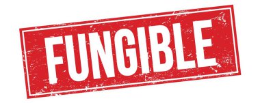 Kırmızı grungy dikdörtgen mühür işareti üzerinde FUNGIBLE metin.