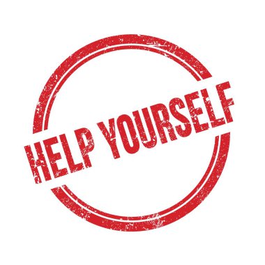 Kırmızı grungy vintage yuvarlak pul üzerine yazılmış kendine yardım metni.