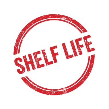 SHELF HAYAT metni kırmızı grungy vintage yuvarlak damga üzerine yazılmış.