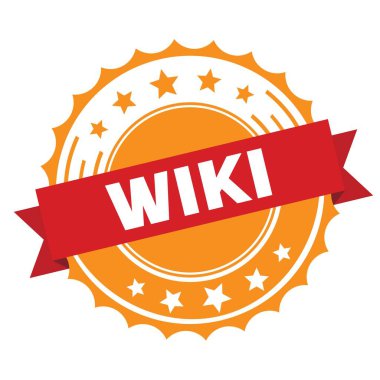 Kırmızı turuncu kurdele damgalı WIKI metni.