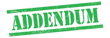 Yeşil grungy vintage kauçuk damgalı ADDENDUM metni.