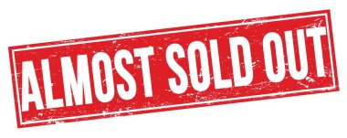 Kırmızı grungy dikdörtgen damga işareti üzerinde neredeyse satılmış metin.