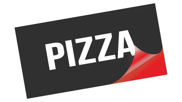 Pizza Text Skriven Svart Röd Dekal Stämpel — Stockfoto