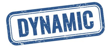 Mavi grungy vintage dikdörtgen damgalı DYNAMIC metin.