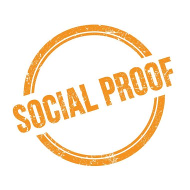 Turuncu grungy vintage yuvarlak damgalı SOSYAL PROOF metni.