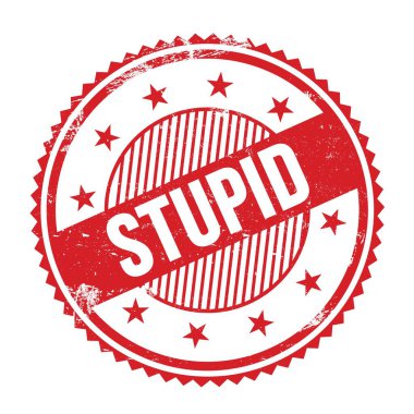 Kırmızı grungy zig zag kenarları yuvarlak mühür üzerinde yazılmış STUPID metin.