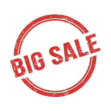 Kırmızı grungy vintage yuvarlak pulla yazılmış BIG satış metni.