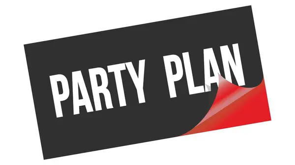 Party Plan Text Written Black Red Sticker Stamp — Stock Photo, Image