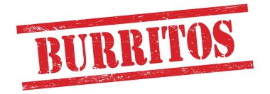 Kırmızı grungy vintage kauçuk damga üzerine BURRITOS metin.