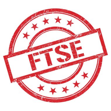 Kırmızı yuvarlak vintage kauçuk damgalı FTSE metni.