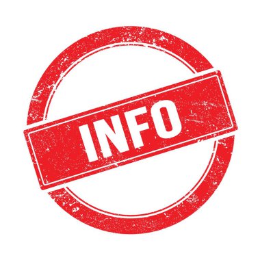 Kırmızı grungy round vintage pulu üzerine INFO metni.