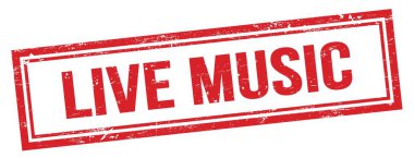 Kırmızı grungy vintage dikdörtgen damgalı LIVE MÜZİK metin.