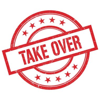 Kırmızı yuvarlak plastik damga ile yazılmış metni devral.