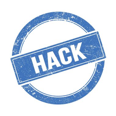 Mavi grungy round vintage pulu üzerine hack metni.