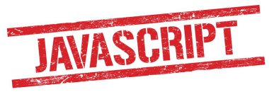 Kırmızı grungy dikdörtgen damga işareti üzerinde JAVASCRIPT metin.
