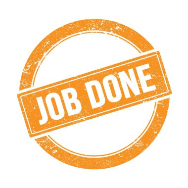 Portakallı grungy round vintage pulu üzerine JoB Done metni.