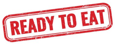 Kırmızı grungy dikdörtgen damgalı metni yemeye hazır.